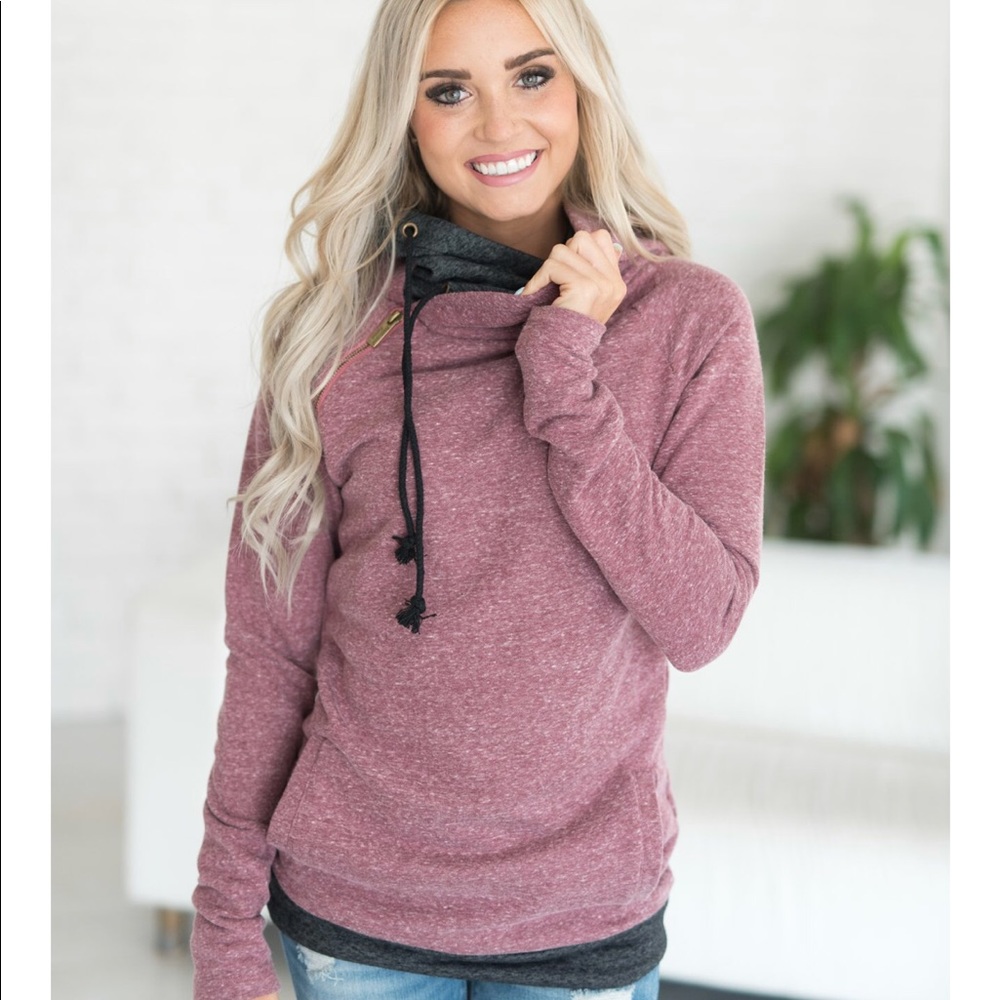Double Hooded Sweatshirt - Berry